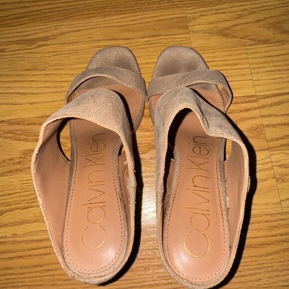 CALVIN KLEIN Cirella Women’s Nude Block Heel Dress Sandal Mule Size 7.5 - Picture 6 of 8